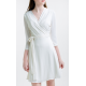 CLASSY WHITE Crystal Silk Wrap Dress