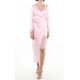 Italian Sandwashed Silk Wrap Dress in Pink