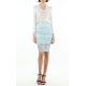 Light Blue Lace Sheer Hem Pencil Skirt