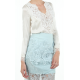 Light Blue Lace Sheer Hem Pencil Skirt