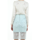 Light Blue Lace Sheer Hem Pencil Skirt